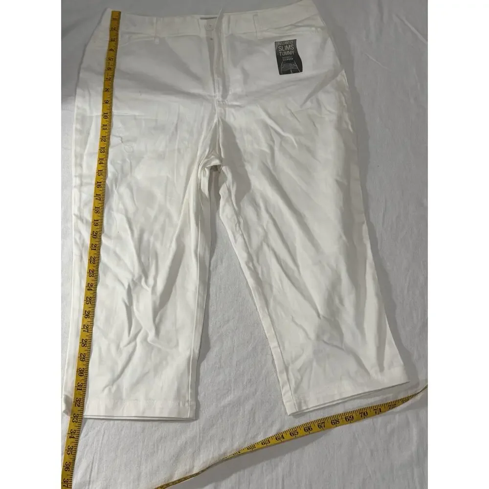 St. John's Bay White Capri Pants Twill Straight Leg Stretch Women Tall NEW - Picture 4 of 7